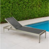 Anodized Aluminum Modern Patio Lounger In Black
