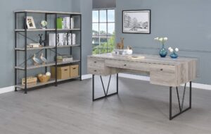 140220266990f55066378.jpeg Chic Atelier Writing Desk 4 Drawer, Driftwood Gray