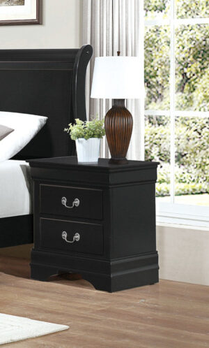140220266990f59441b19.jpeg Traditional Style Wooden Night Stand With 2 Drawers Black