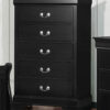 48 Inch Wood Tall Dresser Chest, Metal Drop Handles, Black