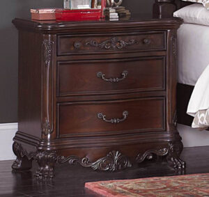 140220266990f5a37e259.jpeg Wooden Night Stand With Intricate Carvings Cherry Brown