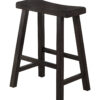 Wooden 24" Counter Height Stool with Saddle Seat, Black, Set of 2