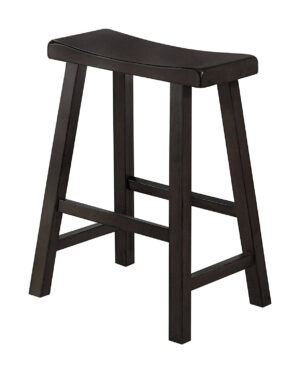 Wooden 24" Counter Height Stool with Saddle Seat, Black, Set of 2