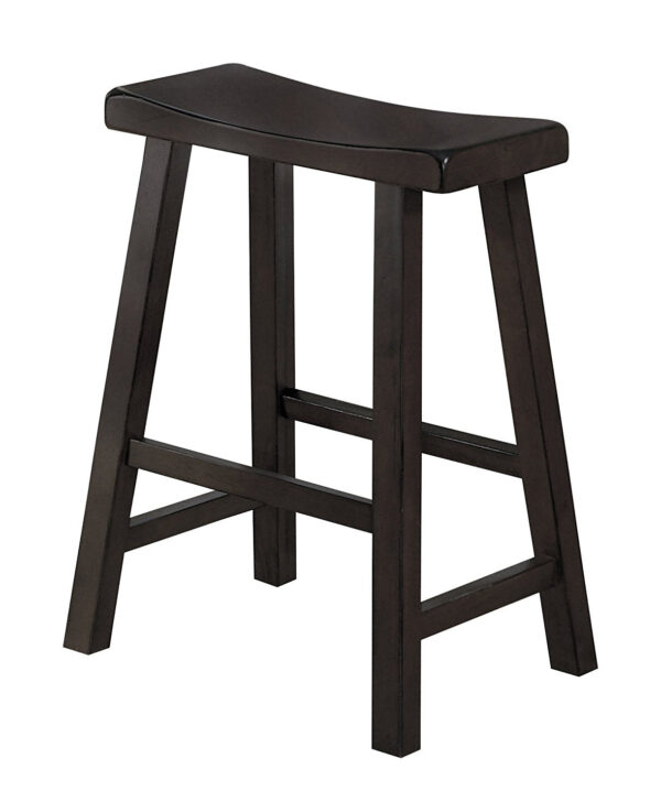 Wooden 24" Counter Height Stool with Saddle Seat, Black, Set of 2