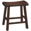 Wooden 18" Counter Height Stool with Saddle Seat, Distressed Cherry, Set Of 2