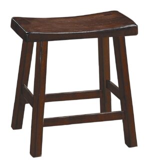 Wooden 18" Counter Height Stool with Saddle Seat, Distressed Cherry, Set Of 2