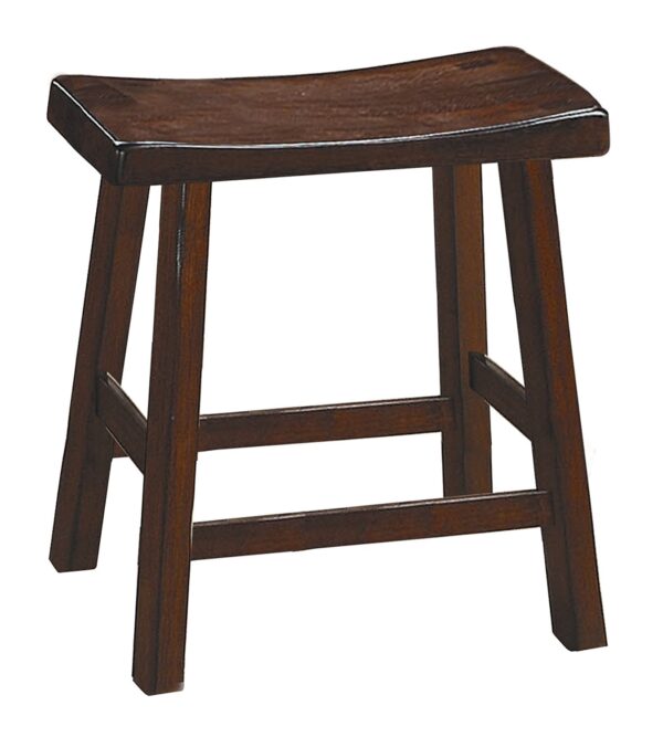 Wooden 18" Counter Height Stool with Saddle Seat, Distressed Cherry, Set Of 2