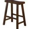 24" Counter Height Stool with Saddle Seat, Distressed Cherry Brown, Set Of 2