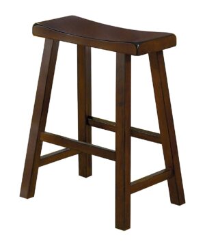 24" Counter Height Stool with Saddle Seat, Distressed Cherry Brown, Set Of 2