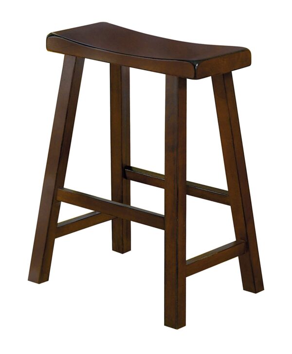 24" Counter Height Stool with Saddle Seat, Distressed Cherry Brown, Set Of 2
