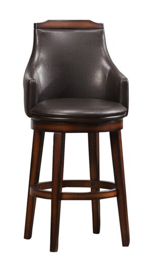 140220266990f606e03a0.jpeg Bar Height Chair, Set of 2, Dark Brown Faux Leather, Wood Legs