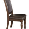 Wood & Leather Dining Side Chair, Cherry Brown & Dark Brown, Set of 2