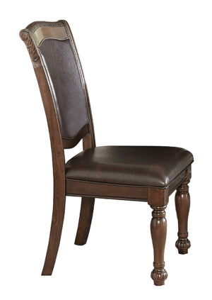 140220266990f6149a959.jpeg Wood & Leather Dining Side Chair, Cherry Brown & Dark Brown, Set of 2