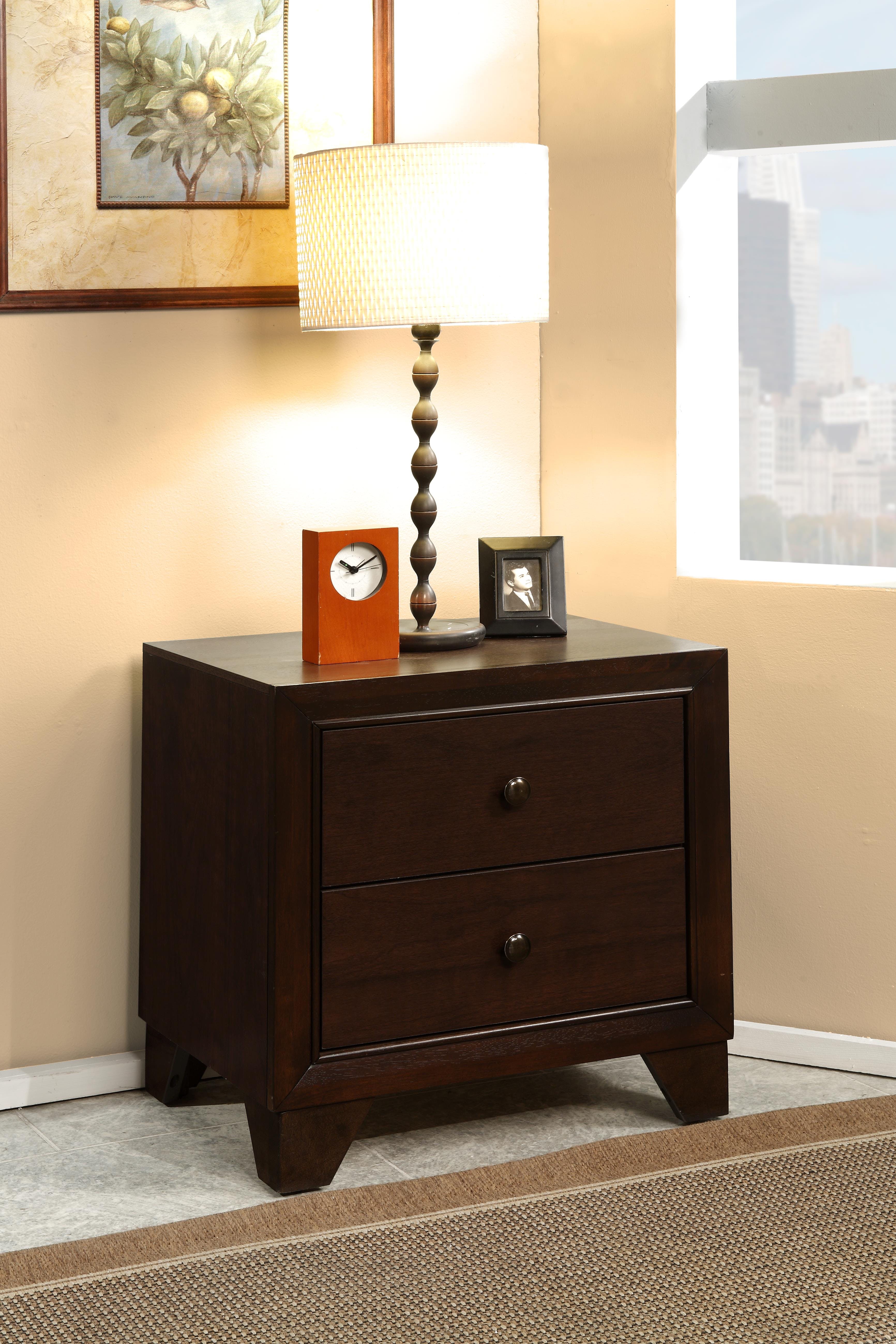 140220266990f64d4da29.jpeg Wooden Night Stand with Two Drawer , Espresso Brown