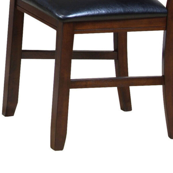 Leather Upholstered Wooden Side Chairs With Ladder Back, Brown & Black, (Set of 2)