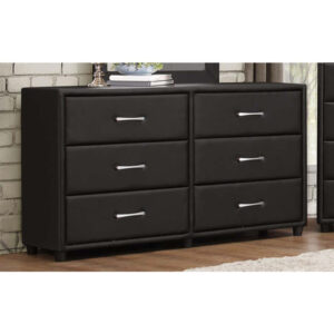 140220266990f6ee69810.jpeg 6 Drawer Dresser In Wood And PVC, Black