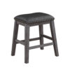 Wood & Leather CoUnter Height Stool with Nail head Trim, Set of 2, Black & Gray