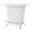 Contemporary Style Leatherette Padded Bar Table With Button Tufting, White