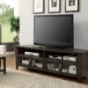 72" Wooden TV Stand With 2 Cabinets and 2 Open Shelves In Brown