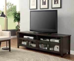 140220266990f75bce288.jpeg 72" Wooden TV Stand With 2 Cabinets and 2 Open Shelves In Brown
