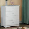 Wooden Four Drawer Chest With Cutout Handles, White