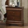 Wooden Night Stand With Hidden Drawer, Cherry Brown