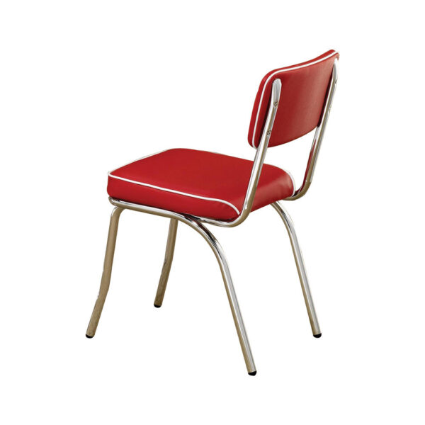 140220266990f79ea333e.jpeg Dining Side Chair Set of 2, Retro Red Faux Leather, Chrome Metal Legs