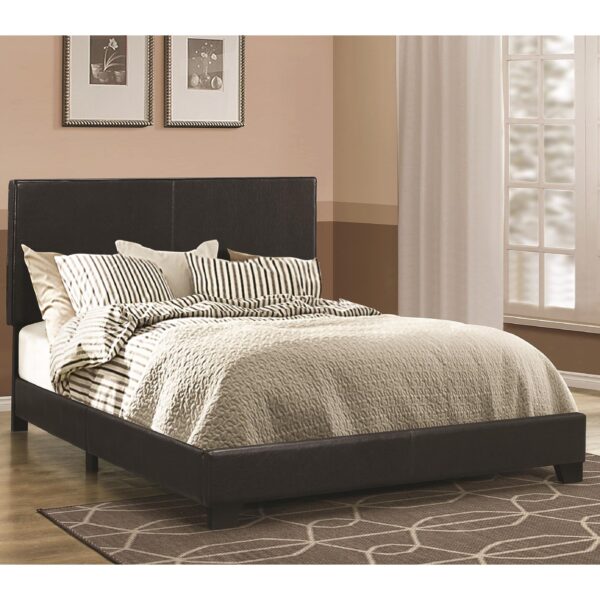 140220266990f7a31d0fb.jpeg Leather Upholstered Full Size Platform Bed, Black