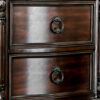 30 Inch Nightstand with 2 Drawers, Classic Marble Top, Ornate Pilasters, Dark Cherry Brown