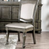 Faux Leather Upholstered Solid Wood Side Chair, Pack of Two, Silver and Gray