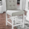 Fabric Upholstered Solid Wood Counter Height Chair, White and Gray, Pack of Two