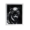 Rectangular Mirror framed Tiger Wall Decor With Crystal Inlays, Black & Silver