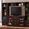 Modern & Minimal Style TV Console With Multi Shelves & Drawers, Cappuccino Brown
