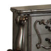 Two Drawer Nightstand With Oversized Scrolled Legs In Antique Platinum Finish