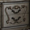 Two Drawer Nightstand With Oversized Scrolled Legs In Antique Platinum Finish
