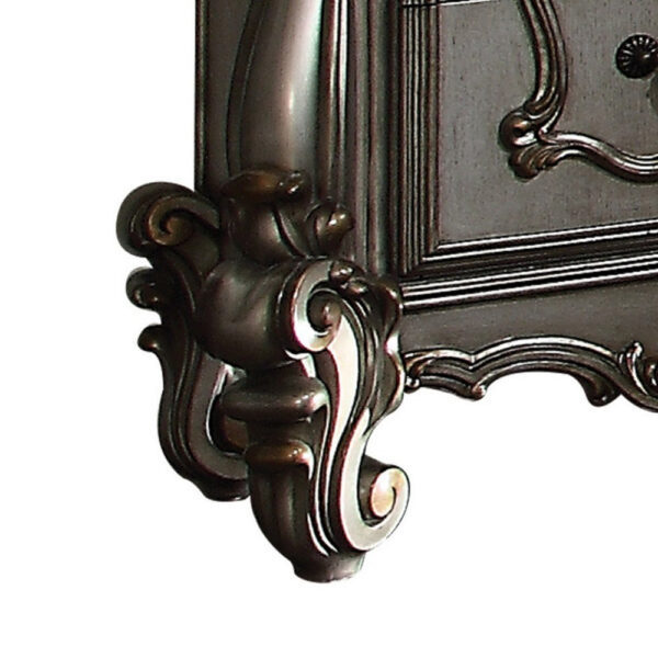 Two Drawer Nightstand With Oversized Scrolled Legs In Antique Platinum Finish