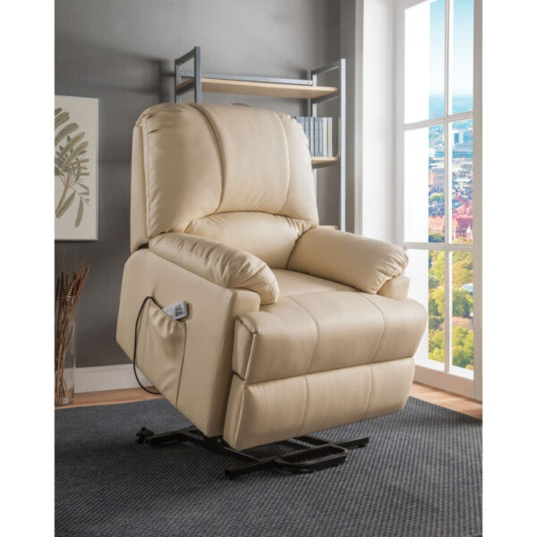 140220266990f92f8337e.jpeg Contemporary Polyurethane Upholstered Metal Recliner with Power Lift, Beige