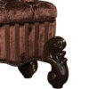 Tufted Fabric Upholstered Wooden Vanity Stool with Scrolled Legs, Cherry Oak brown