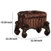 Tufted Fabric Upholstered Wooden Vanity Stool with Scrolled Legs, Cherry Oak brown