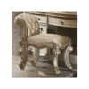 Fabric Upholstered Wooden Vanity Stool with Tufted Back, Gold & Bone White