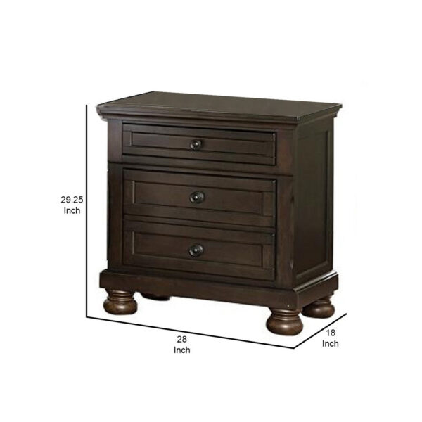 Wooden Mid Century Design Night Stand Chest With Hidden Drawer, Dark Brown