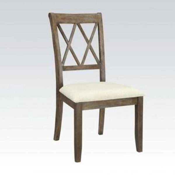 140220266990fa107c62a.jpeg Wood Dining Chair, Double X Backrest, Set of 2, Beige, Brown