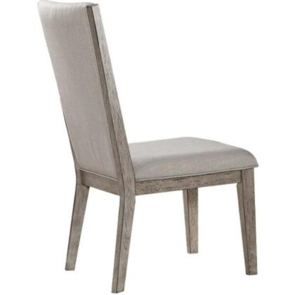 Transitional Style Wooden Side Chair with Fabric Upholstery, Set of 2, Gray Oak
