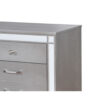 Three Drawer Solid Wood Nightstand with Mirror Accent Trim Front, Silver