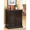 Double Door Solid Wood Shoe Cabinet with Blocked Panel Feet, Espresso Brown