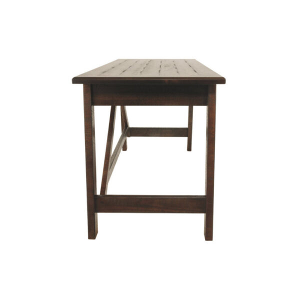 Two Drawers Wooden Desk with Cross Stretcher Brace Design, Large, Brown