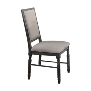 140220266990fb0855dbf.jpeg Linen Dining Side Chair with Turned Legs, Set of 2, Gray