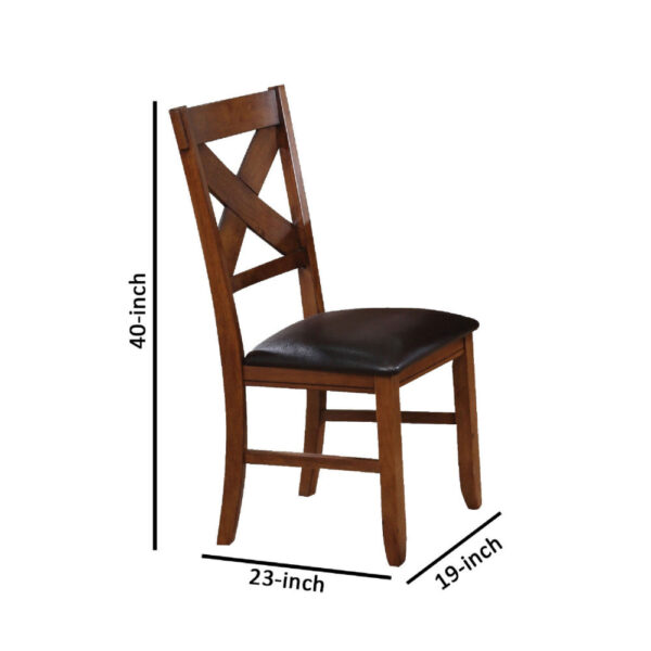 140220266990fb137c78b.jpeg Dining Chair, Vegan Faux Leather, X Backrest, Set of 2, Brown