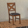140220266990fb1503053.jpeg Dining Chair, Vegan Faux Leather, X Backrest, Set of 2, Brown