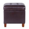 Square Shape Leatherette Upholstered Wooden Ottoman with Tufted Lift Off Lid Storage, Brown